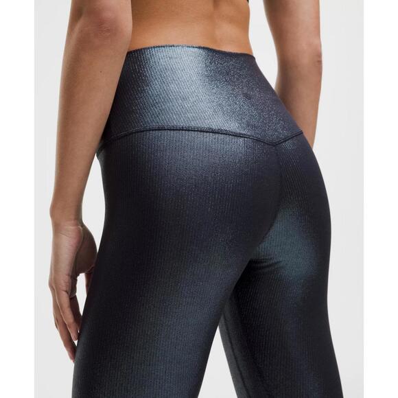 NWT Lululemon Align High-Rise Ribbed Pant 25" Shine Foil Print Black Night - 10 - Picture 8 of 8
